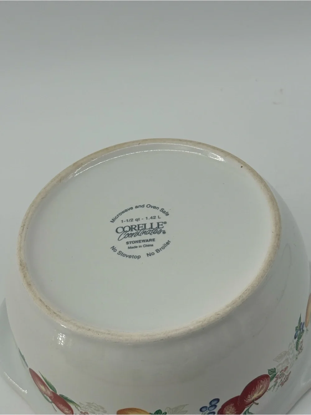 Corelle White Serving Bowl with Multicolor Fruit Motif